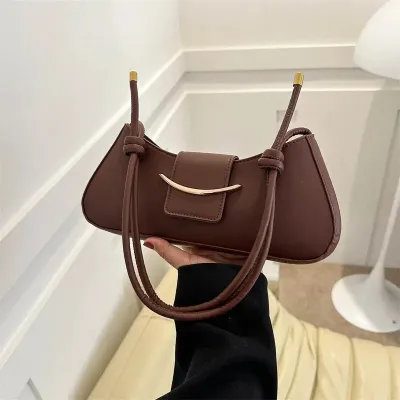 PU Leather Small Half Moon Clutch Women's Bag 